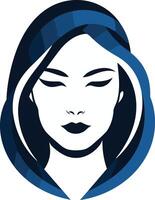 A minimalist, abstract logo featuring a woman's face with closed eyes vector