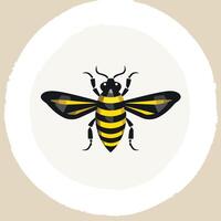 A simple, yet striking illustration of a honeybee in a circular frame vector