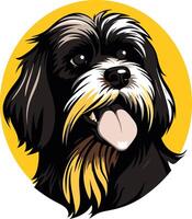 A friendly, cartoon-style illustration of a black and white dog with a playful expression vector