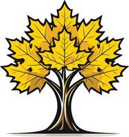 A stylized tree with golden leaves, symbolizing growth, strength, and community vector