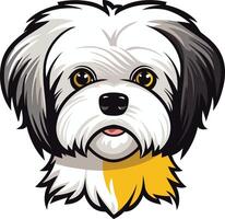 Cute cartoon illustration of a shih tzu dog with a friendly expression, perfect for pet related products, social media, and more vector