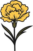 A simple, elegant illustration of a yellow carnation, perfect for adding a touch of nature to your designs vector