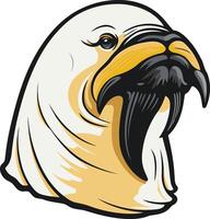 A stylized, cartoon-like illustration of a bird's head, featuring a prominent beak and a distinctive mustache vector