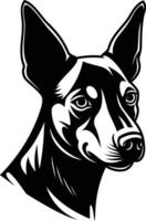 A striking black and white illustration of a dog's head, perfect for creating bold and impactful designs vector
