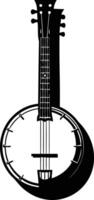A simple, black and white illustration of a banjo, perfect for use in logos, branding, or website design vector