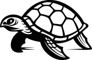 Black and white illustration of a turtle in motion vector