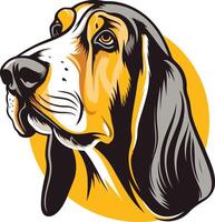 A charming illustration of a basset hound's head, captured in a striking profile vector