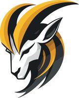 A bold and dynamic logo featuring a stylized ram's head with striking yellow and black accents vector