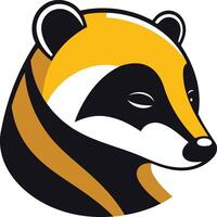 A bold and stylized illustration of a badger head, perfect for use as a mascot, logo, or branding element vector