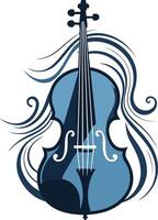 Stylish blue cello with swirling lines, perfect for music, art, and design projects vector