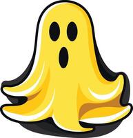 Cute, cartoon-style yellow ghost with a friendly expression vector