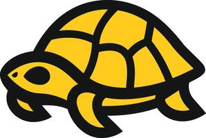 A simple, bold, and friendly illustration of a turtle with yellow shell and black outline vector