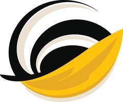 Abstract logo design featuring a yellow leaf and black and white curved lines, symbolizing growth, nature, and innovation vector