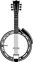 Simple black and white silhouette of a banjo, perfect for music-related projects vector