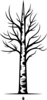 A simple, elegant silhouette of a birch tree with bare branches, perfect for minimalist designs vector