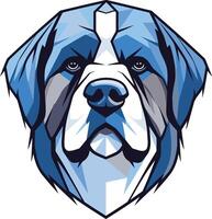 Geometric illustration of a saint bernard dog head in blue and white, perfect for branding, apparel, and pet-related projects vector