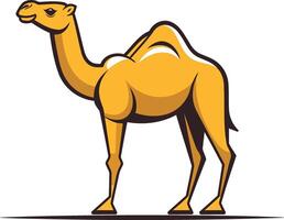 A cheerful cartoon camel standing with its head turned to the side vector