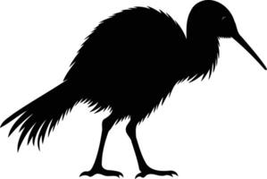 A striking silhouette of a kiwi bird, captured in a simple yet elegant black and white format vector