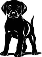 A simple silhouette of a puppy standing, perfect for adding a touch of canine charm to your designs vector