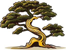 A striking illustration of a bonsai tree, perfect for adding an element of nature to your design vector