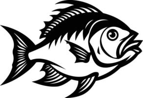 Black and white illustration of a fish, ideal for use in logo design, branding, or fishing-themed projects vector