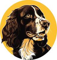 A charming illustration of a springer spaniel, depicted in a playful, cartoon style vector