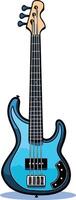 A vibrant blue bass guitar, rendered in a cartoon style, perfect for adding a playful touch to your music-related projects vector