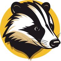 A bold and striking illustration of a badger's head, perfect for branding, mascot design, or wildlife-themed projects vector
