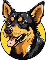 A friendly and energetic australian shepherd with a bright smile, perfect for pet-related designs, apparel, and branding vector