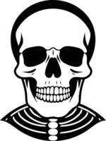 A simple, bold silhouette of a human skull with a hint of a ribcage underneath vector