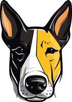 A bold and colorful illustration of a dog's face, perfect for pet-related projects, branding, or social media vector
