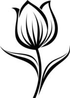 Elegant line art illustration of a single tulip flower, perfect for design projects, branding, or social media vector