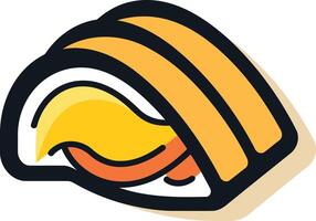 A colorful and playful illustration of a single piece of sushi, perfect for menus, social media, and branding vector