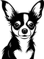 A striking black and white silhouette of a chihuahua, capturing its unique features and playful personality vector