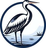 Heron Illustration in a Circle vector