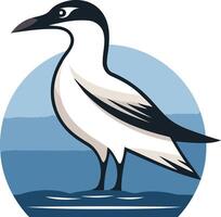 A stylized illustration of a seabird standing on water, perfect for marine-related branding or environmental awareness campaigns vector