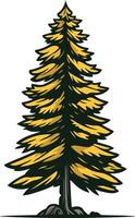 A stylized illustration of a tall pine tree with a vibrant yellow hue, perfect for branding or design projects that evoke nature, growth, and resilience vector