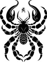 A bold and striking black silhouette of a scorpion, ideal for graphic design projects, tattoos, and branding vector