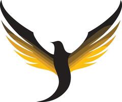 Abstract bird logo design with black and yellow color scheme vector