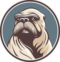 Walrus Portrait in a Circular Frame vector