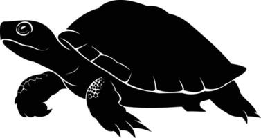 A simple, black silhouette of a turtle, perfect for logo design or nature-themed projects vector