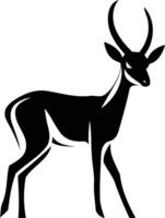 A bold and minimalist black silhouette of a gazelle, ideal for creating impactful logos, branding, and graphic designs vector