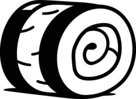 A simple, black and white illustration of a rolled-up object, reminiscent of a scroll or a piece of fabric vector