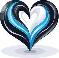 A stylized heart design with black, white, and blue swirls vector