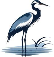 Elegant blue heron illustration, perfect for nature-themed logos, branding, and designs vector