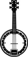 A simple, bold silhouette of a banjo vector