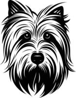 A striking black and white illustration of a yorkshire terrier, perfect for branding or design projects vector