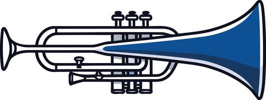 A simple, cartoon-style illustration of a blue trumpet, perfect for music-related projects, websites, or social media vector