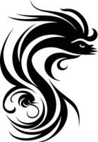 Abstract tribal design with a bold, stylized shape reminiscent of a dragon or serpent vector