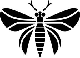 A bold, black silhouette of a stylized butterfly with intricate details, perfect for logos, branding, and graphic design projects vector